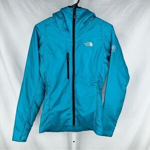 The North Face Summit Series Puffer Jacket Primaloft Women's XS Sky Blue Hooded